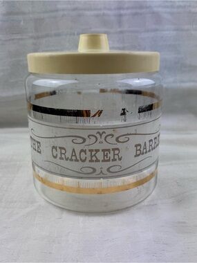 VTG Cracker Barrel Jar Glass Canister Storage Container 60s 70s MCM Pyrex (84)